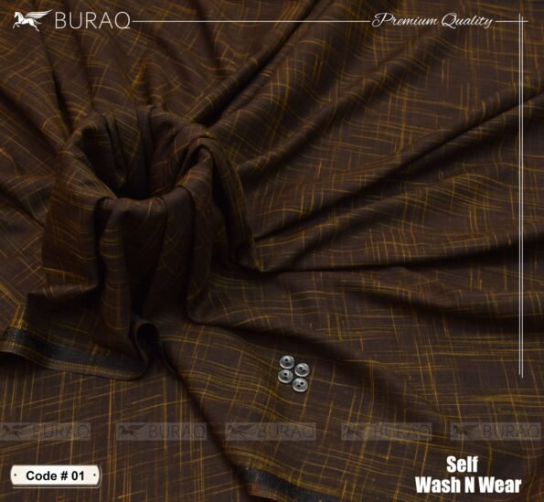 Gents unstitched wash n' wear self By Buraq Fabrics - 01