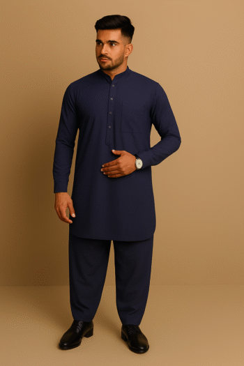 Premium Men's Wash n' Wear Unstitched - Navy Blue