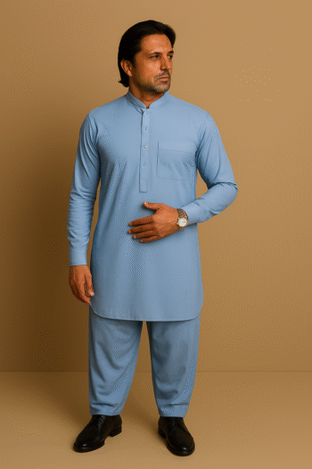 Premium Men's Wash n' Wear Unstitched - Sky Blue